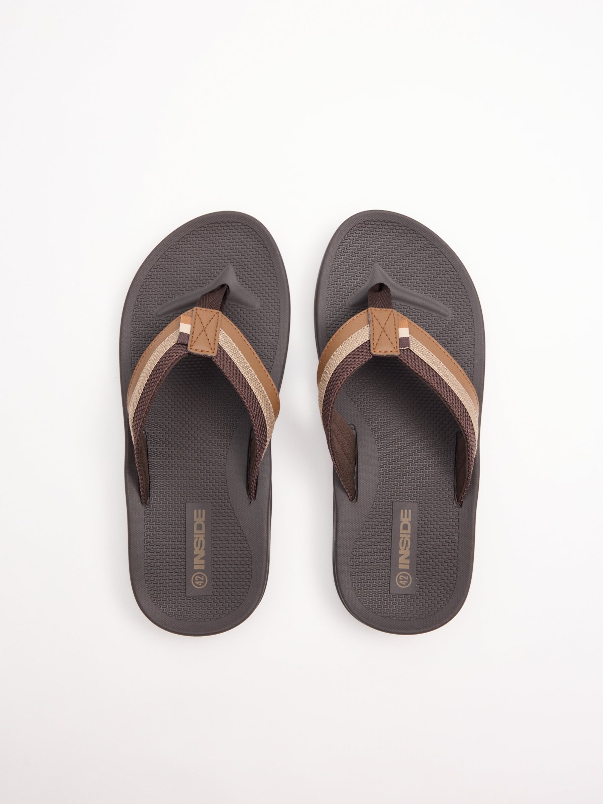 Faux leather toe sandal dark brown 45º back view