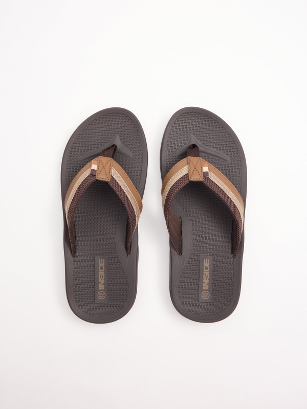 Faux leather toe sandal dark brown 45º back view