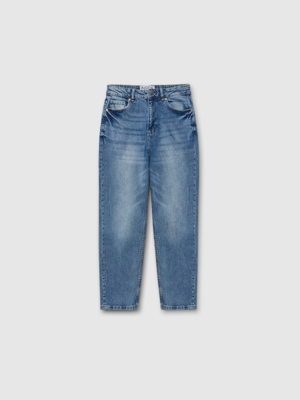  Dark blue mom jeans dark blue front view