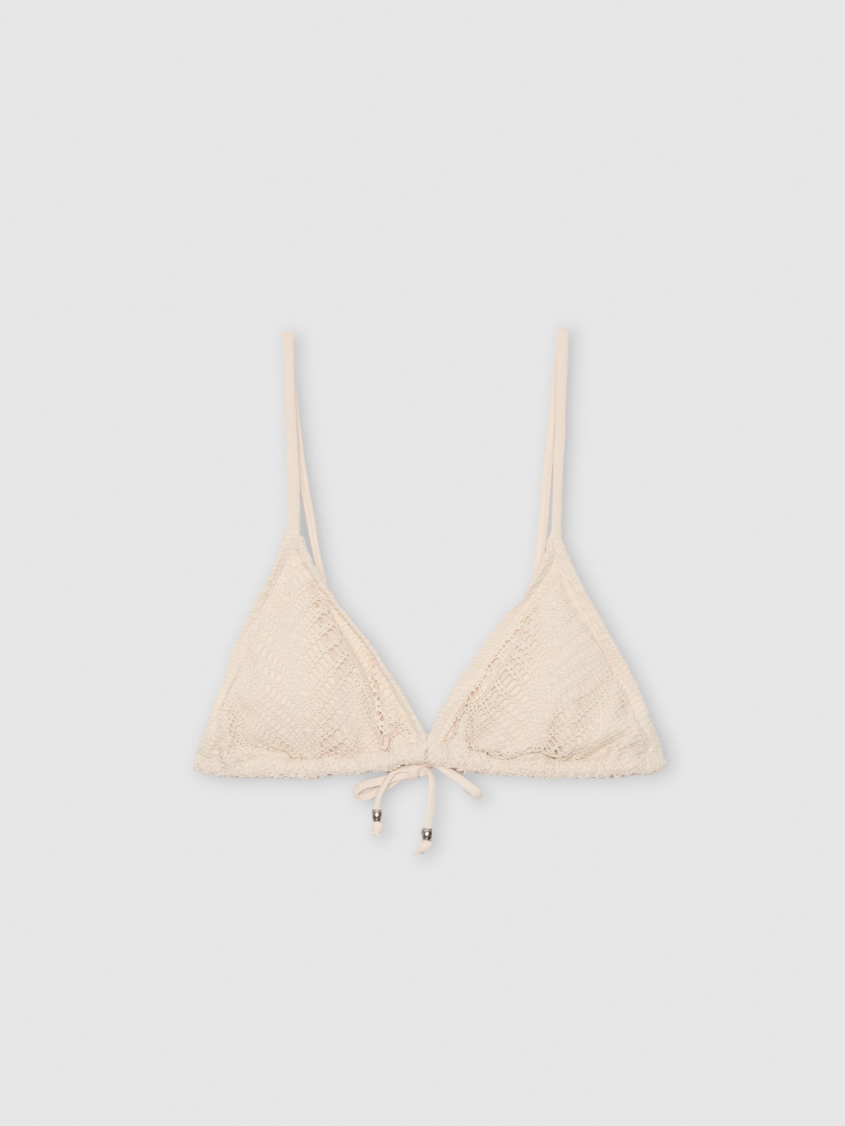  Openwork triangular bikini top sand front view