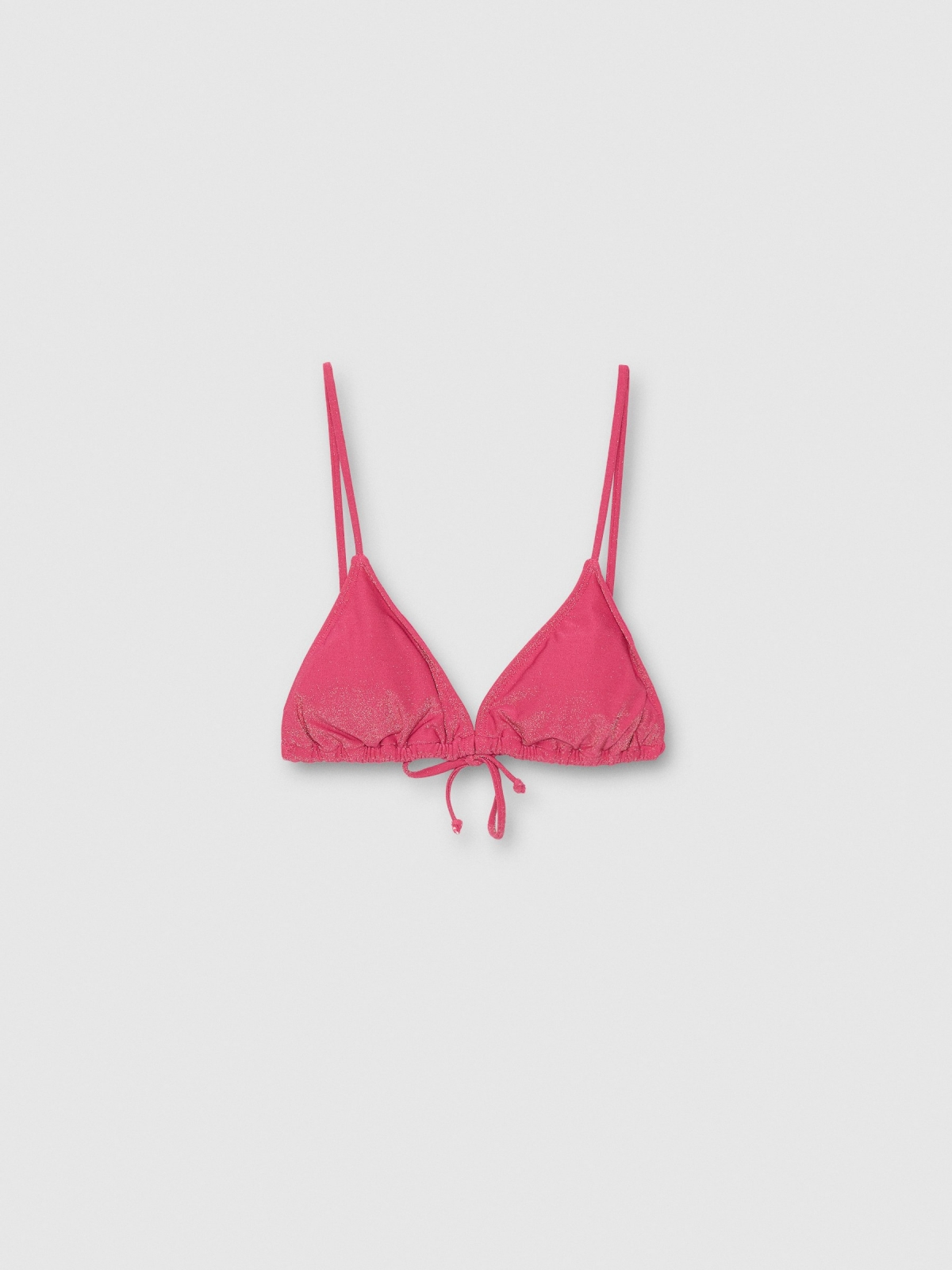  Metallic shine triangle bikini top fuchsia front view