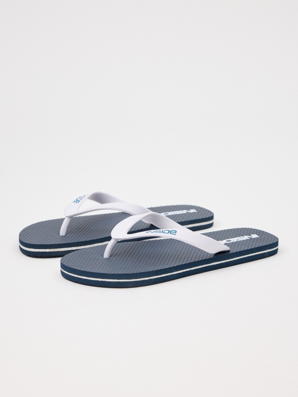 Navy blue flip-flops navy 45º front view