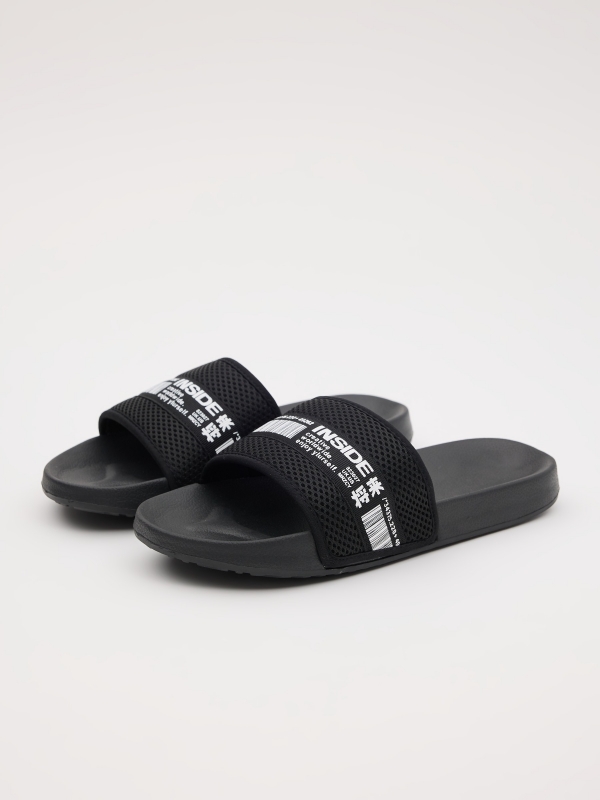 Chanclas pala negro vista frontal 45º