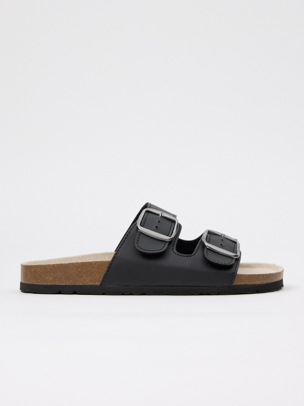 Black buckle sandals black