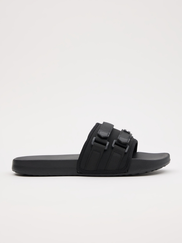 Chanclas pala hebilla negro vista lateral
