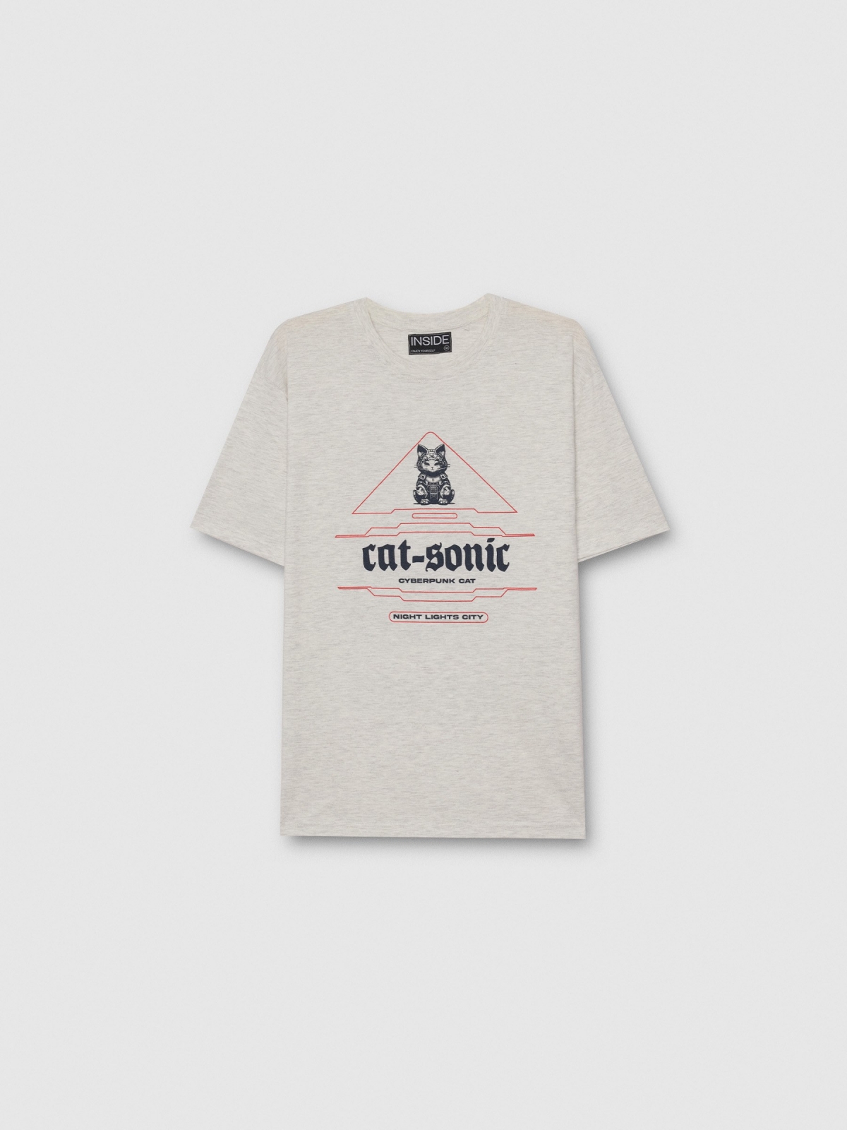  Futuristic print t-shirt light melange front view
