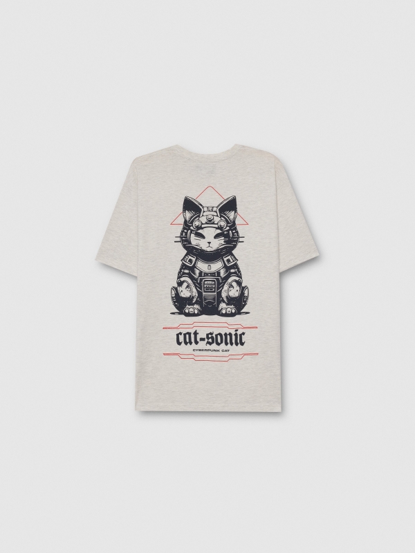 Camiseta estampado futurista melange claro vista trasera