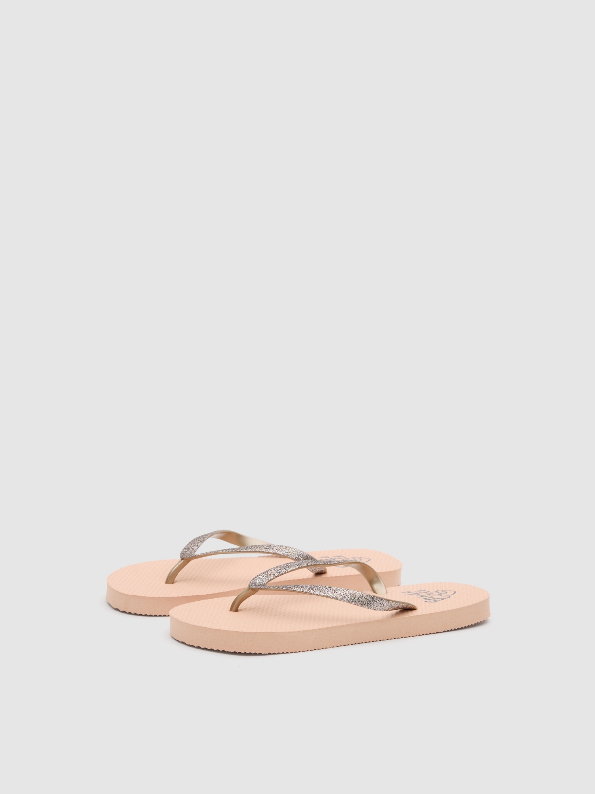 Pink flip-flops nude pink 45º front view
