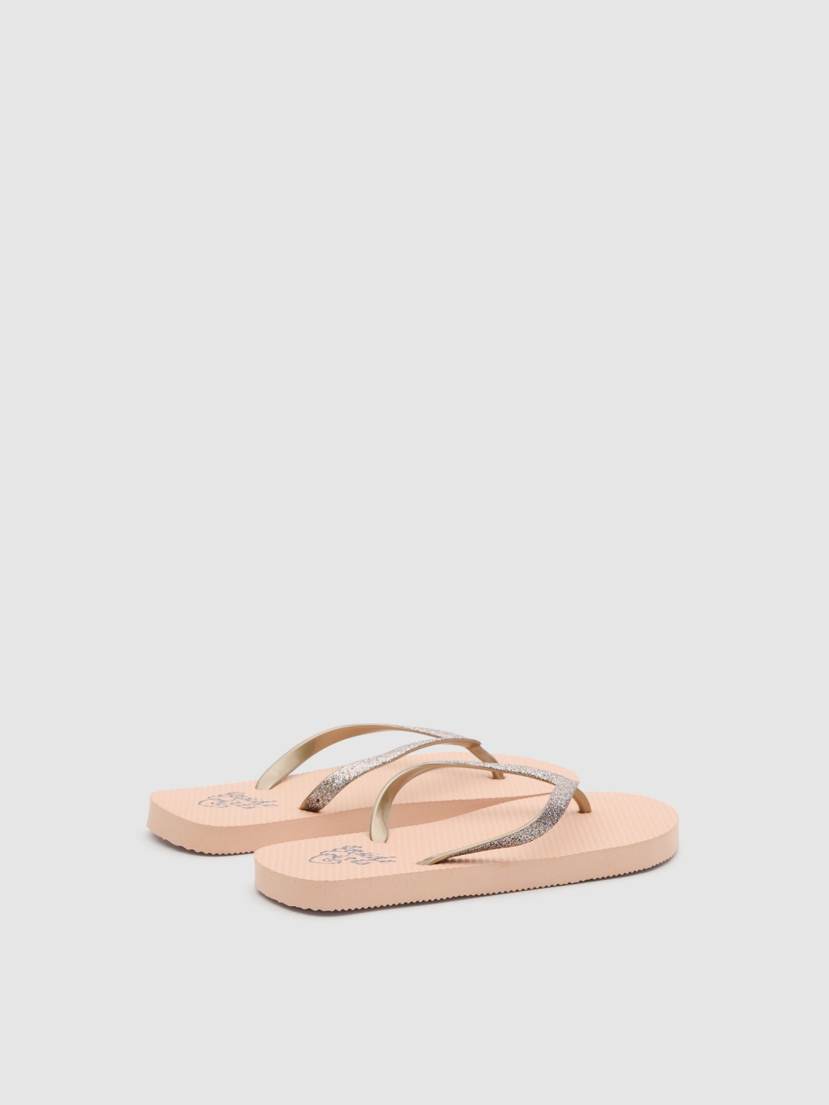 Pink flip-flops nude pink 45º back view