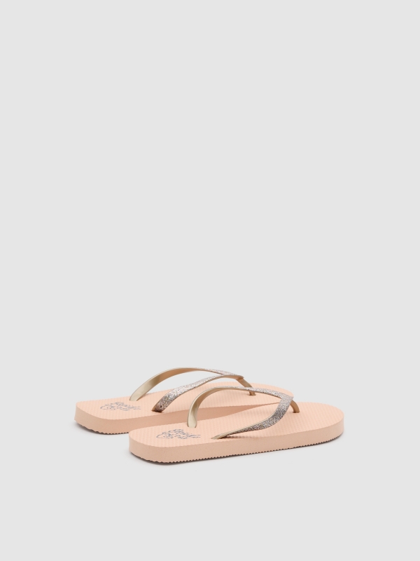 Pink flip-flops nude pink 45º back view