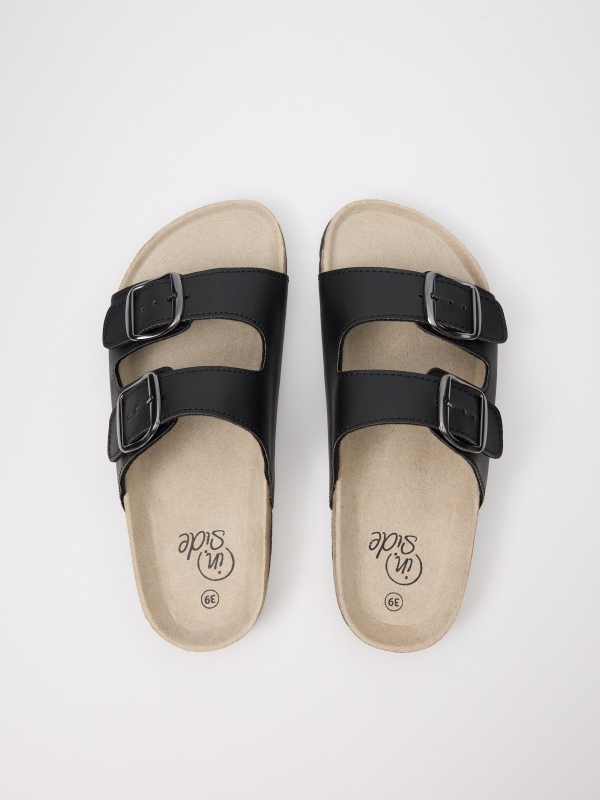 Black buckle sandals black zenithal view