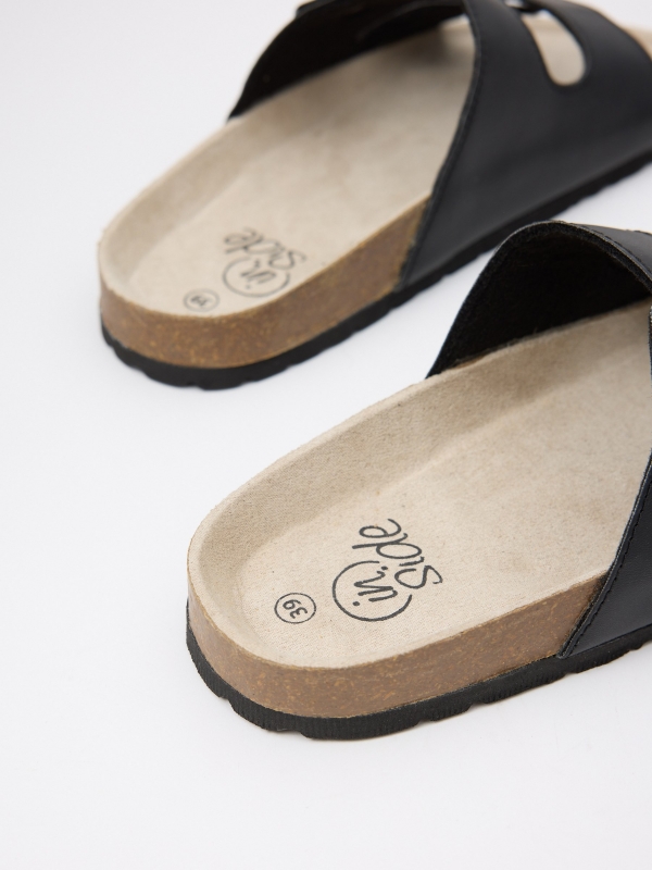 Black buckle sandals black detail view