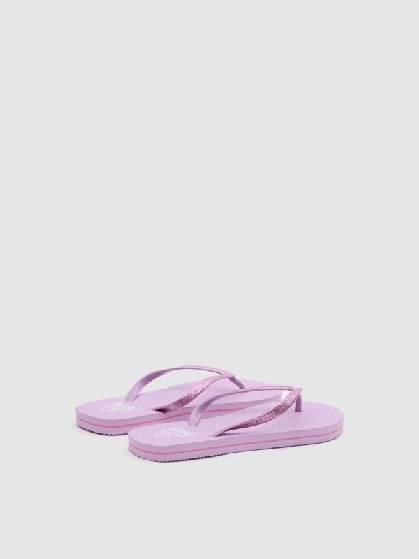 Sparkly flip-flops pink 45º back view
