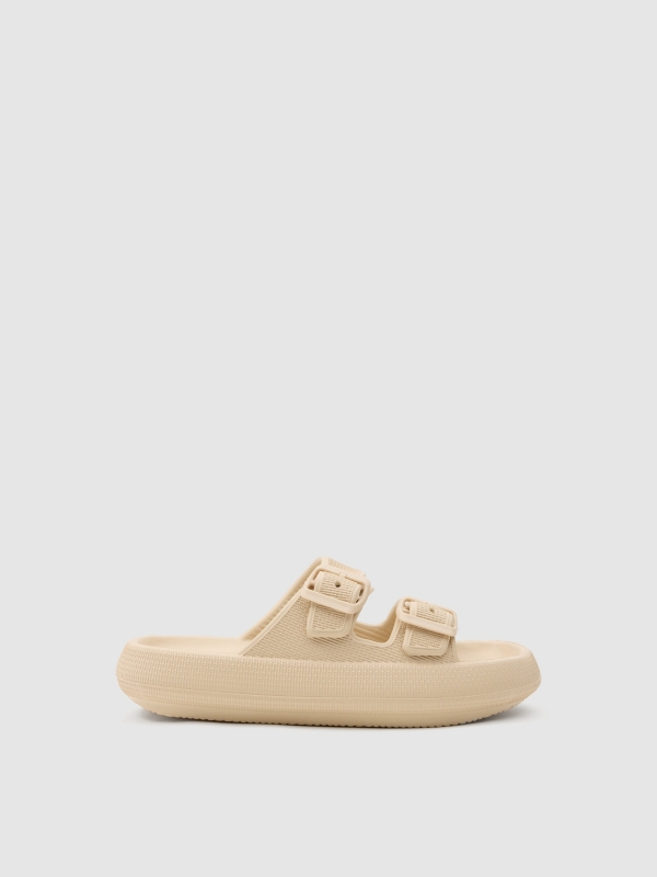 Beach sandals sand sand 45º back view