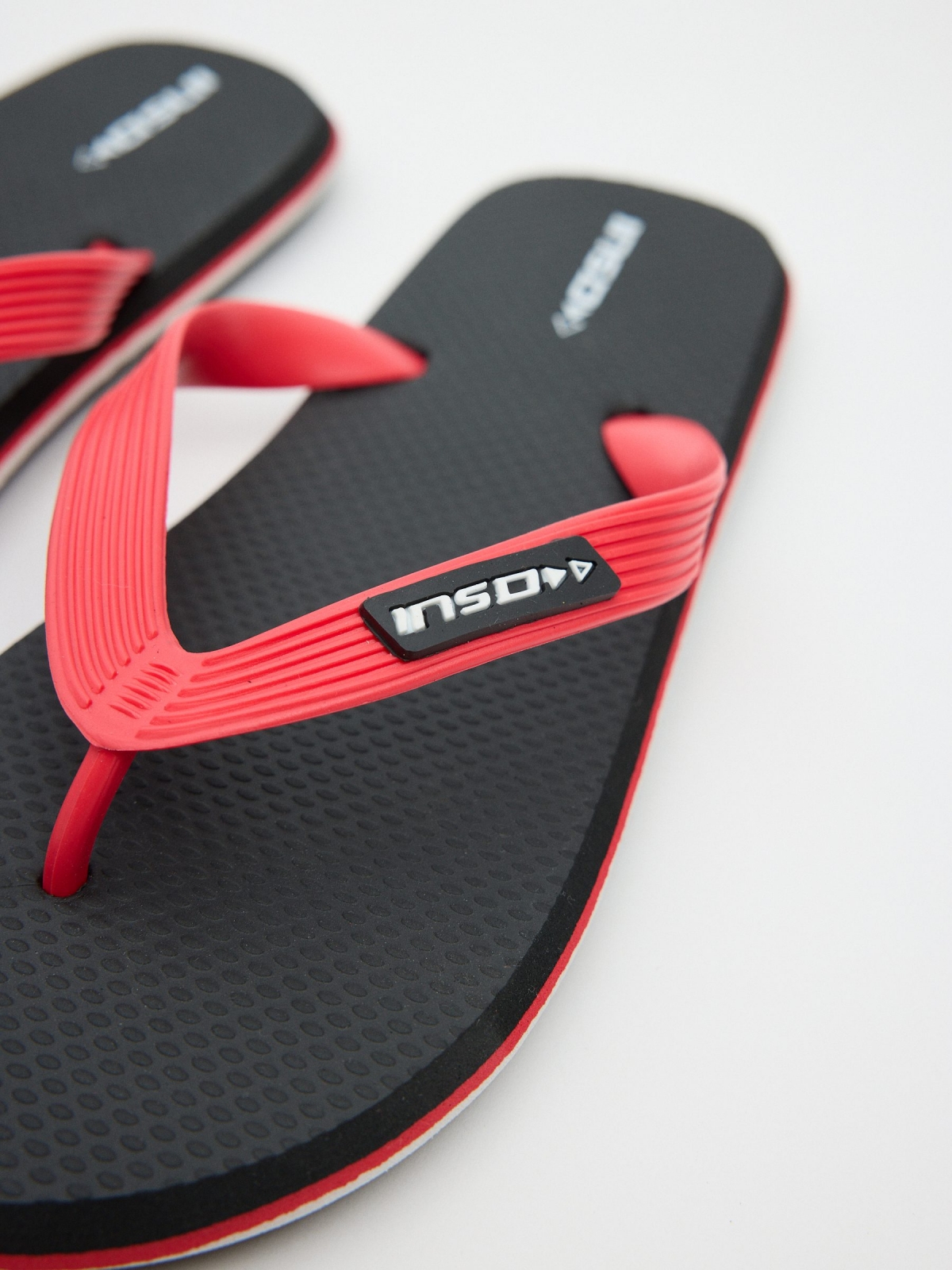 Black flip-flops black detail view