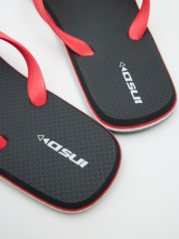 Black flip-flops black detail view