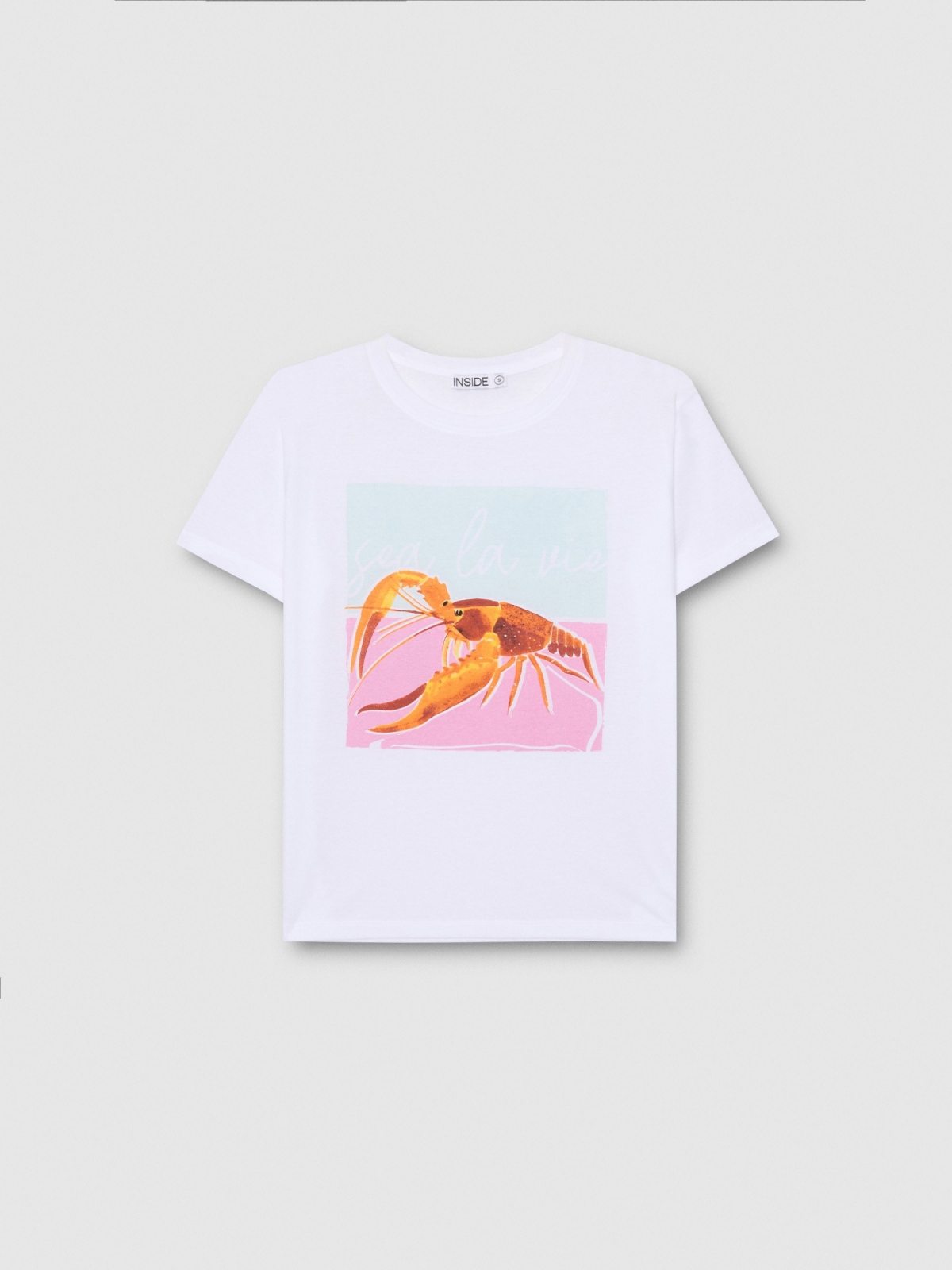  Camiseta estampado langosta blanco vista frontal