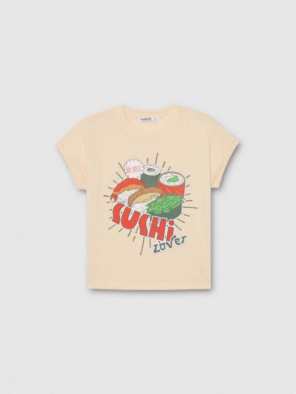  Camiseta corta estampado sushi arena vista frontal