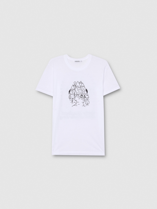  Camiseta oversized estampa estrelas do mar branco vista frontal