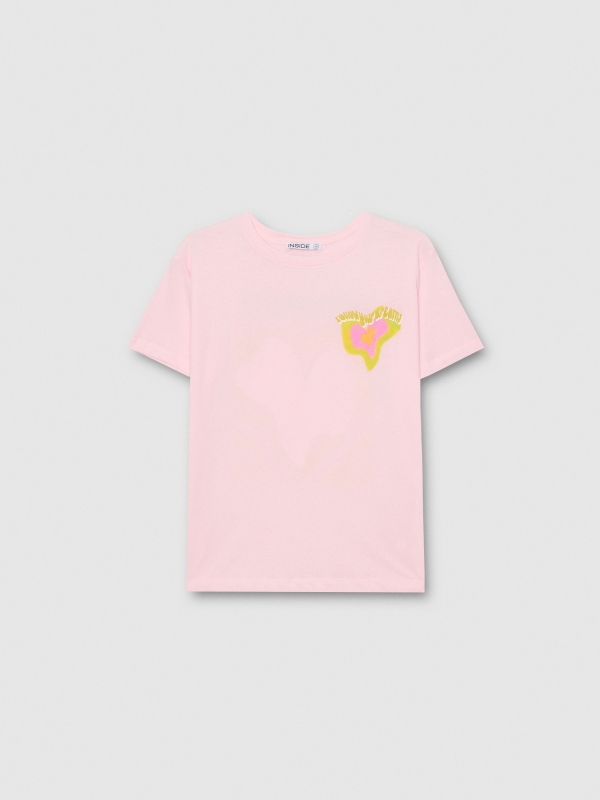  Camiseta estampada sonhos rosa claro vista frontal