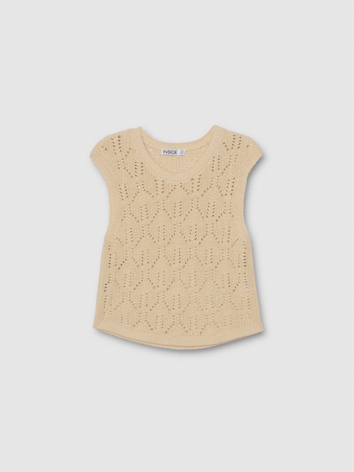  Cuerpo sin mangas crochet arena vista frontal