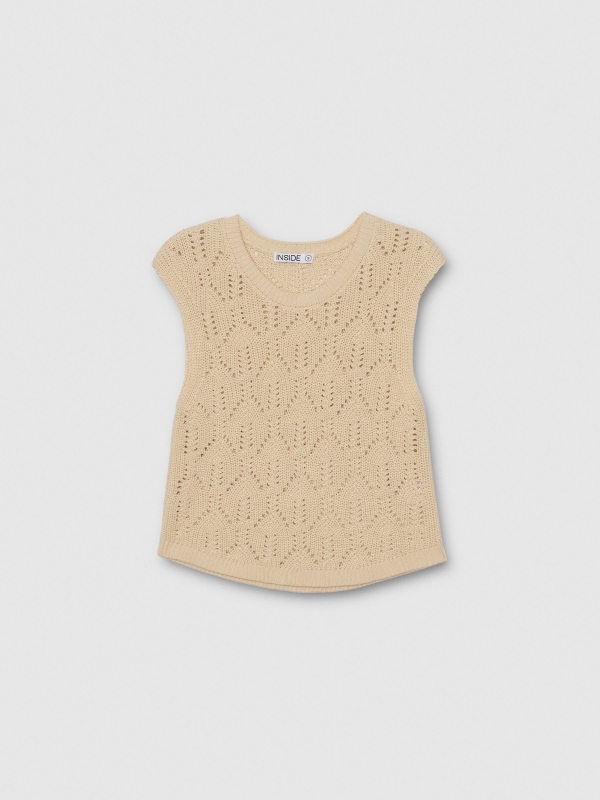  Sleeveless crochet body sand front view