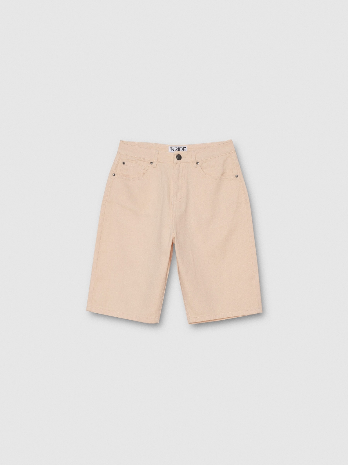  Basic beige denim bermuda beige front view