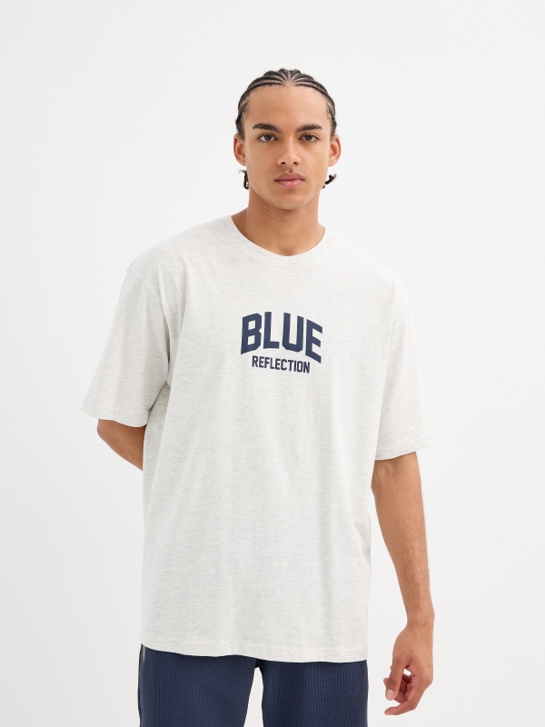 Short sleeve t-shirt Blue Reflection light melange middle front view
