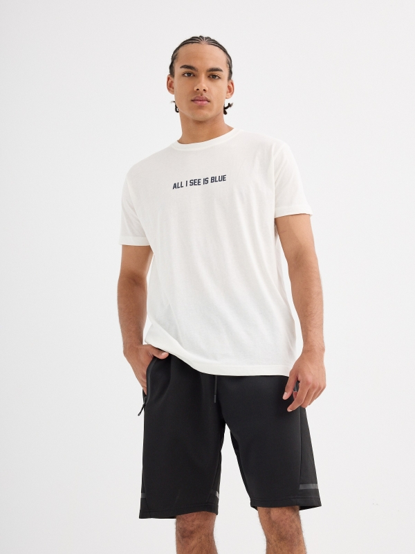 Bermuda jogger deportiva negra negro vista media frontal