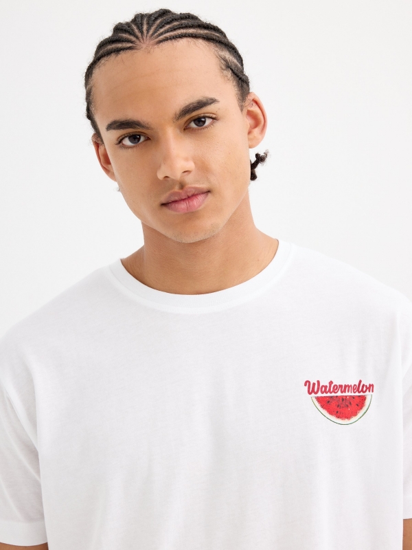 Camiseta estampado frutal blanco vista media frontal