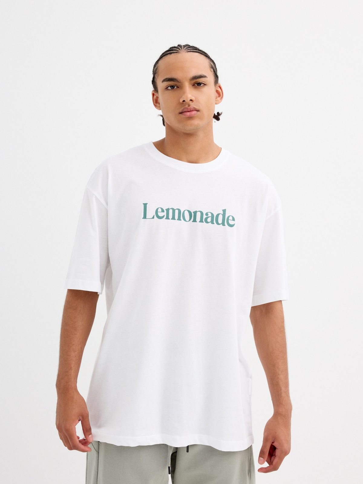 Camiseta estampado lemonade blanco vista media frontal