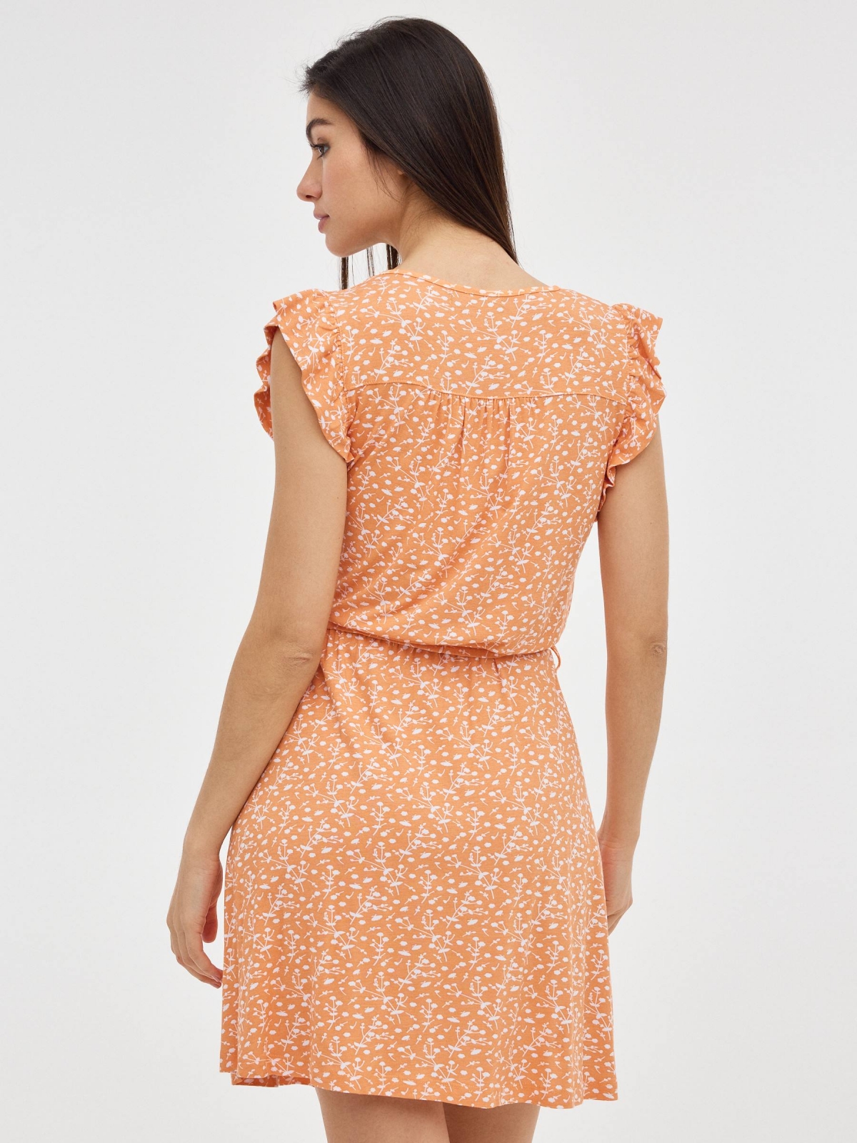 Orange floral dress orange middle back view