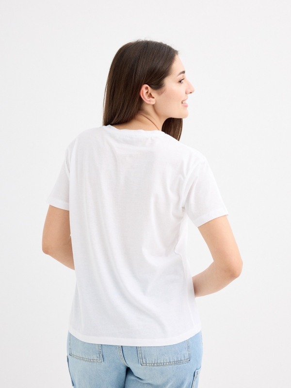 Camiseta estampado langosta blanco vista media trasera