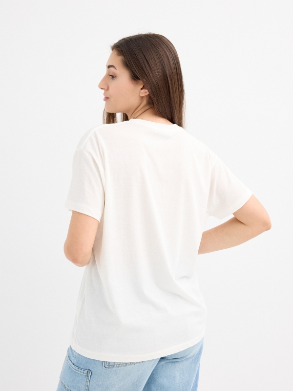 Floral print t-shirt off white middle back view