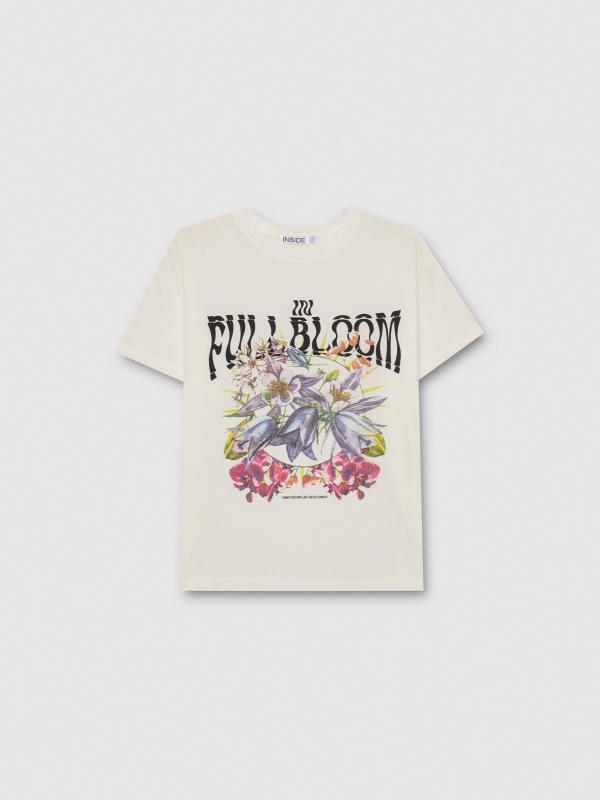  Floral print t-shirt off white front view