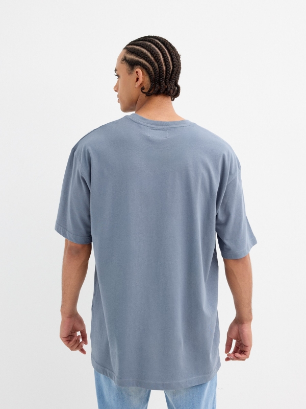 Basic oversized t-shirt blue middle back view