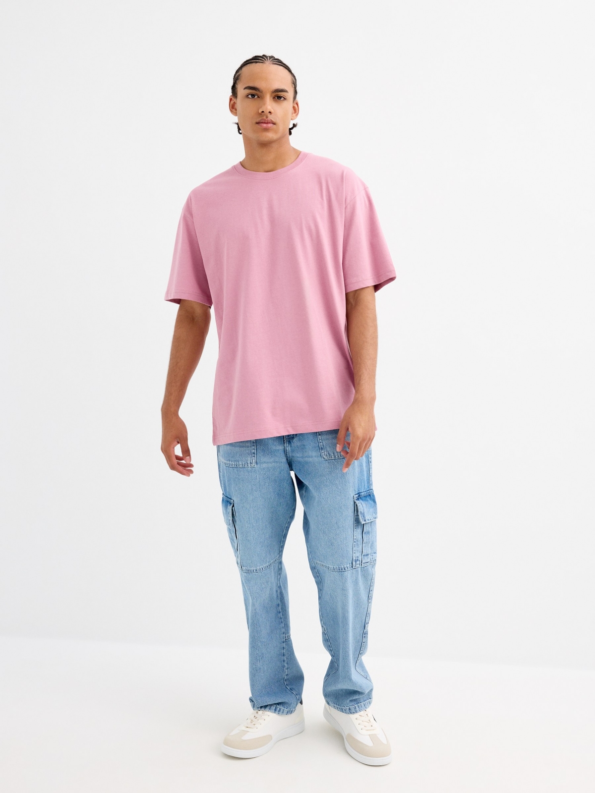 Basic oversized t-shirt red purple front view