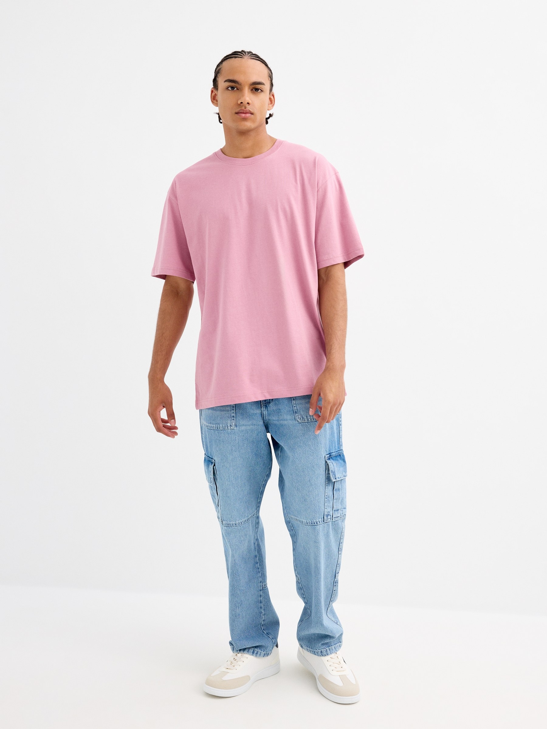  Basic oversized t-shirt red purple front view