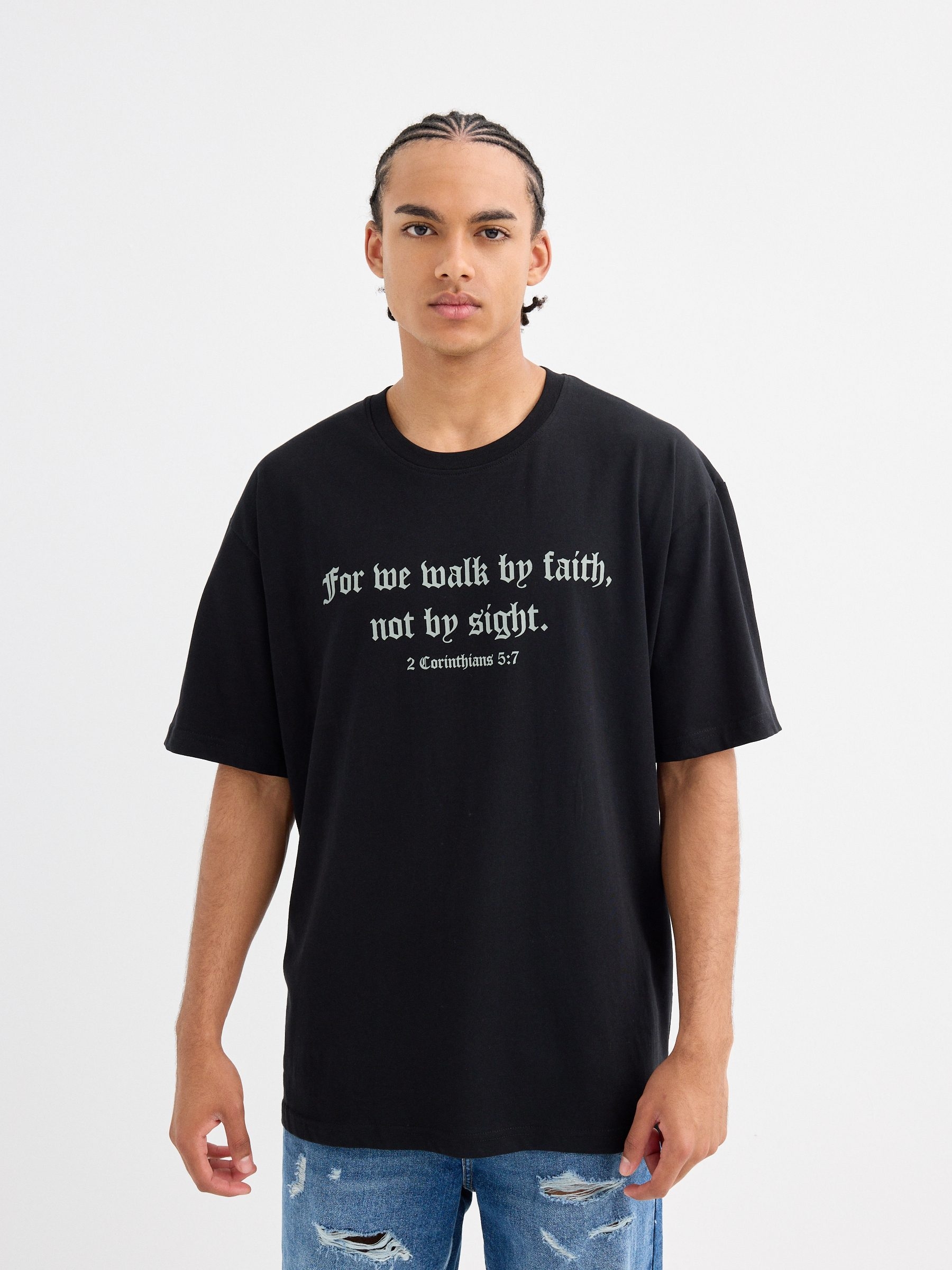 Camiseta manga corta Walk by Faith negro vista media frontal
