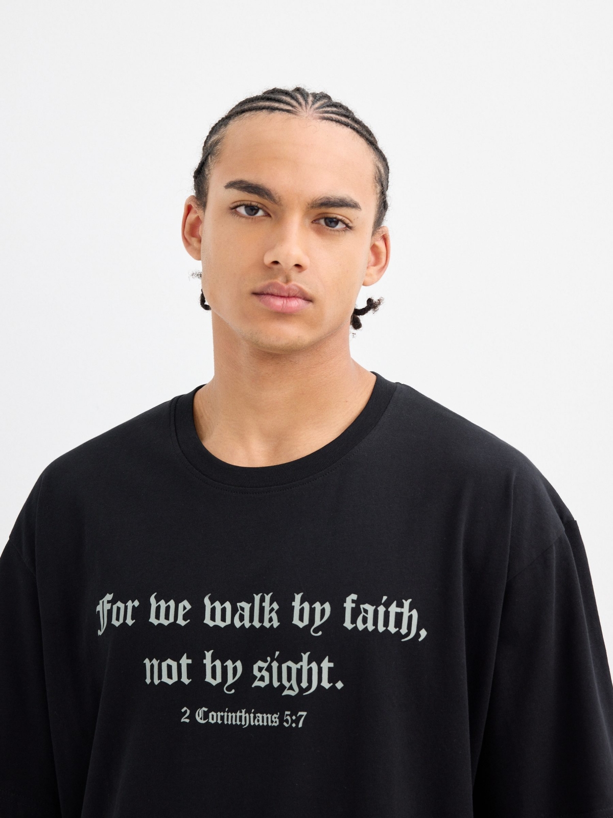 Camiseta manga corta Walk by Faith negro vista detalle