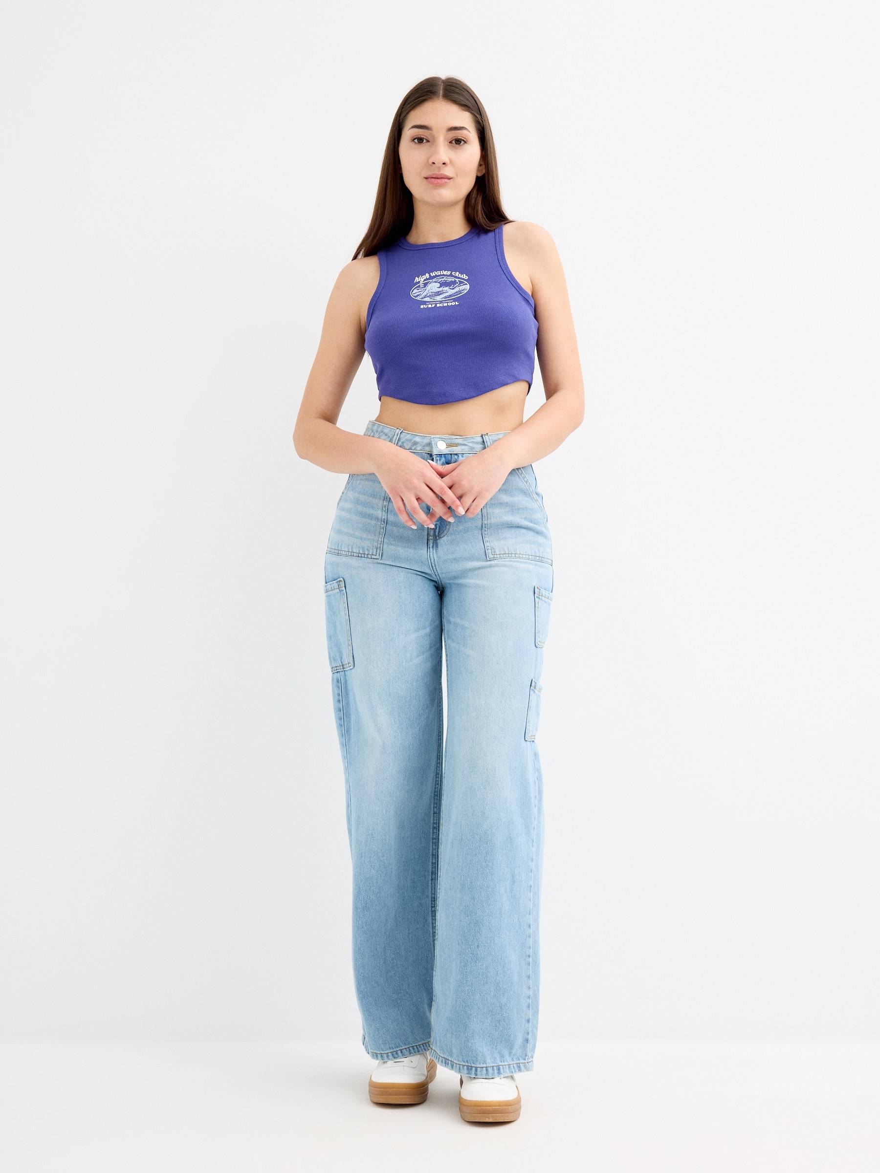 Top rib Waves navy middle front view