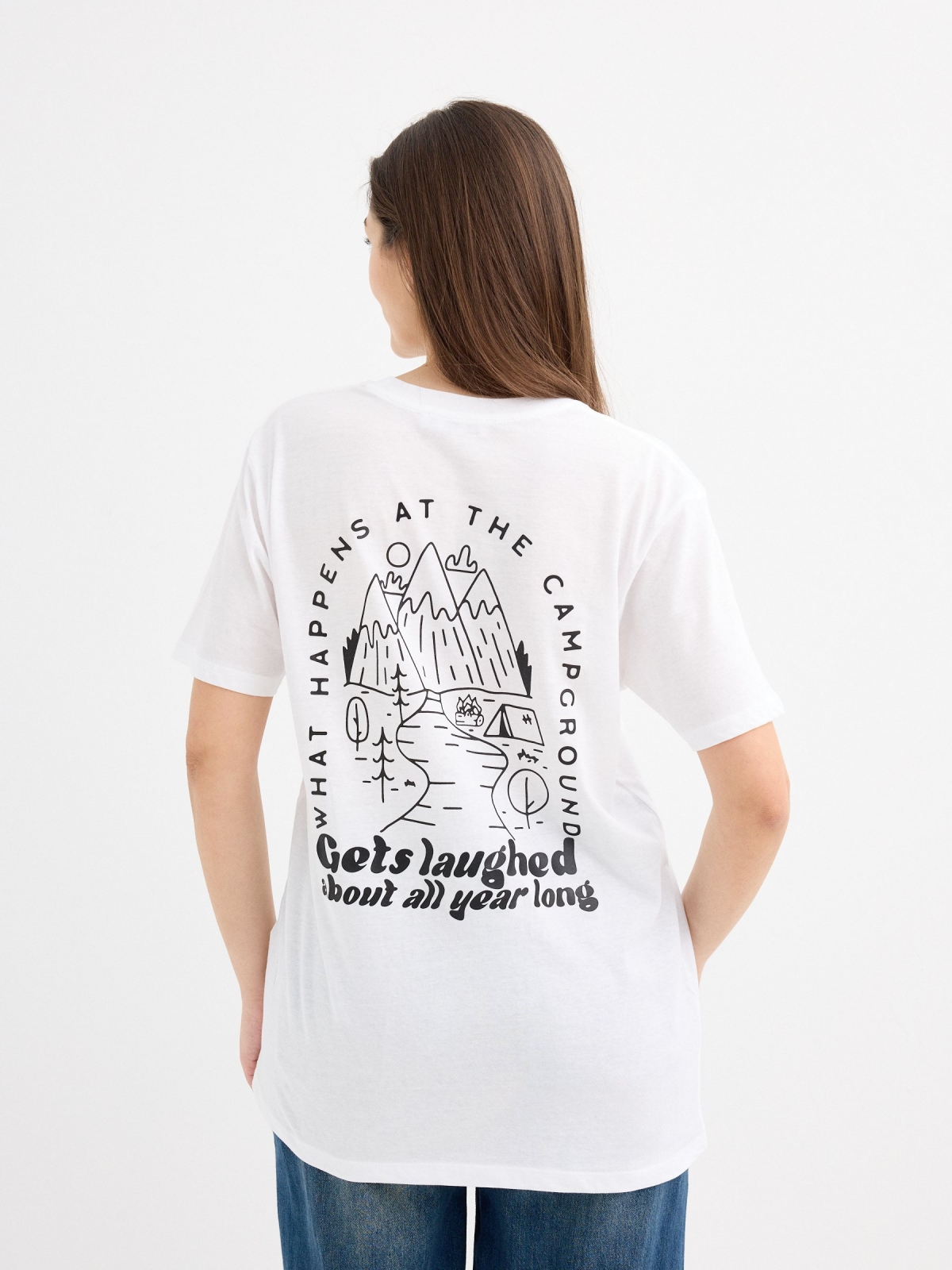 Oversized t-shirt with starfish print white middle back view