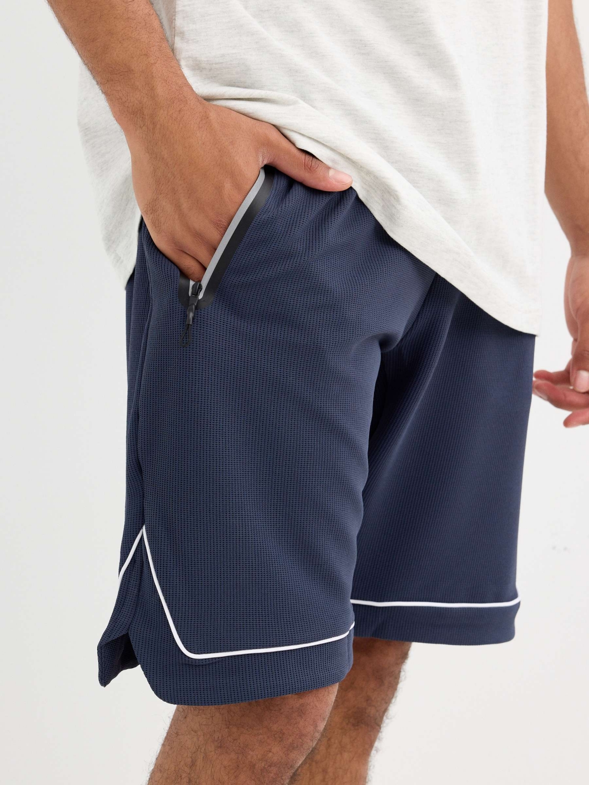 Bermuda navy blue sports shorts navy front view