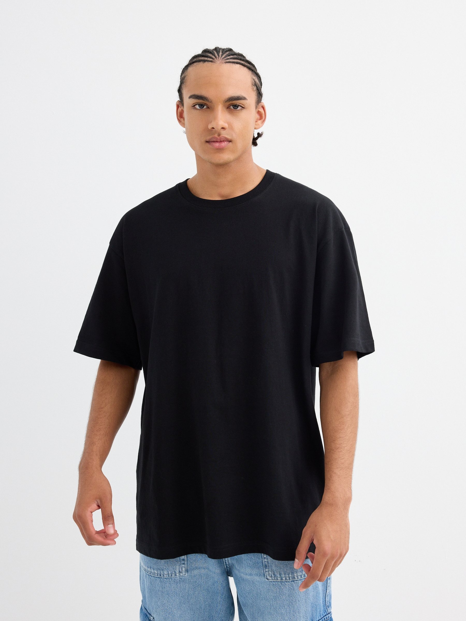  Basic oversized t-shirt black front view
