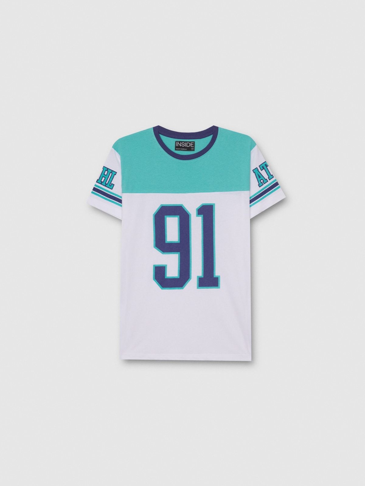  Camiseta estampado deportivo blanco vista frontal