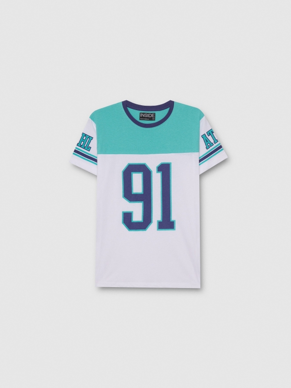  Camiseta estampado deportivo blanco vista frontal