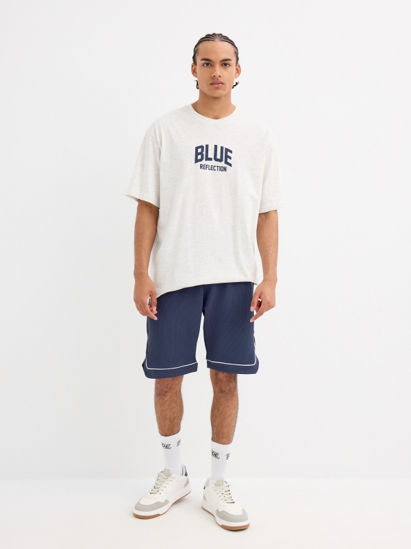 Short sleeve t-shirt Blue Reflection light melange front view