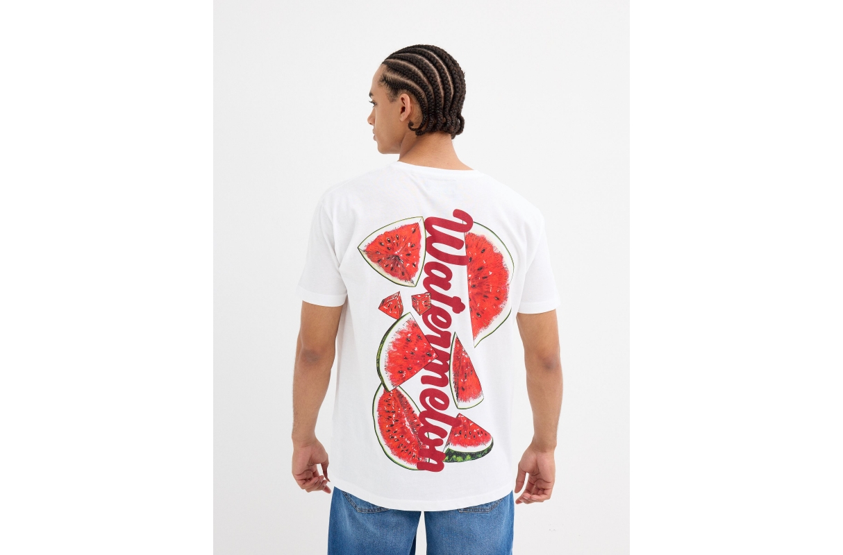Fruit print t-shirt white middle front view