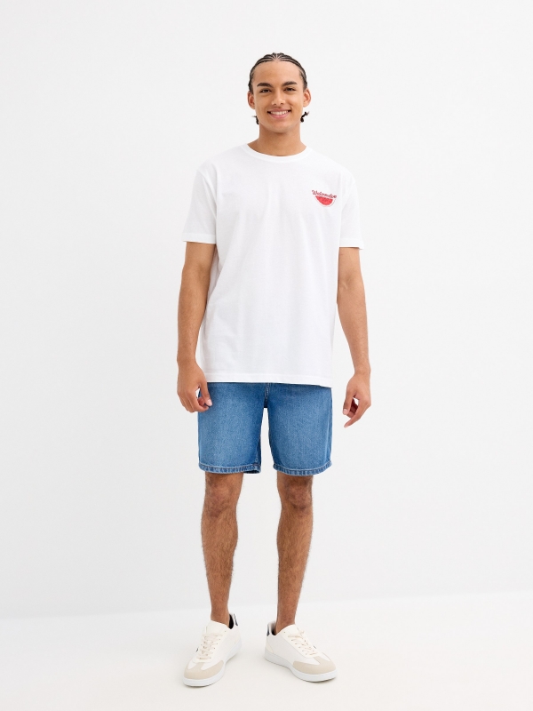 Camiseta estampado frutal blanco vista general frontal