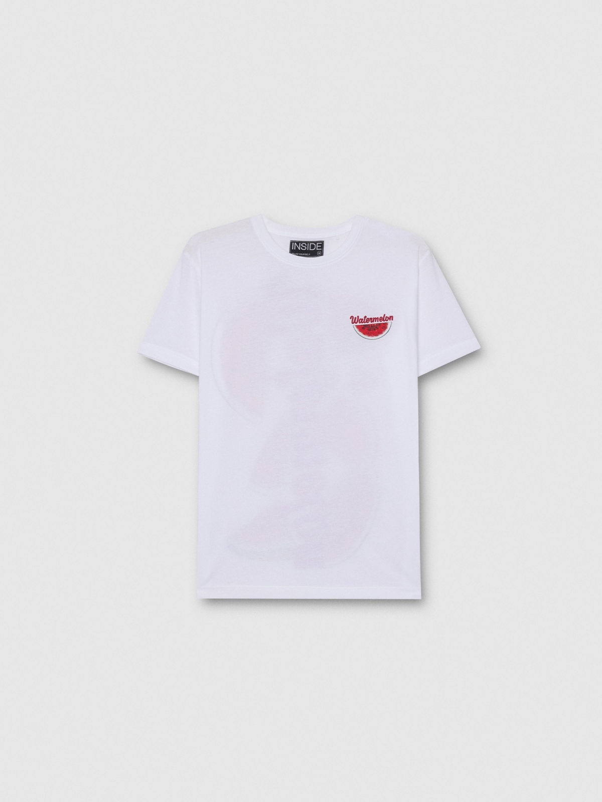 Camiseta estampado frutal blanco vista general frontal